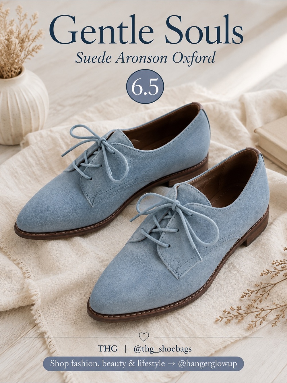 Gentle Souls Kenneth Cole Aronson Suede Oxford Dusty Blue 6.5